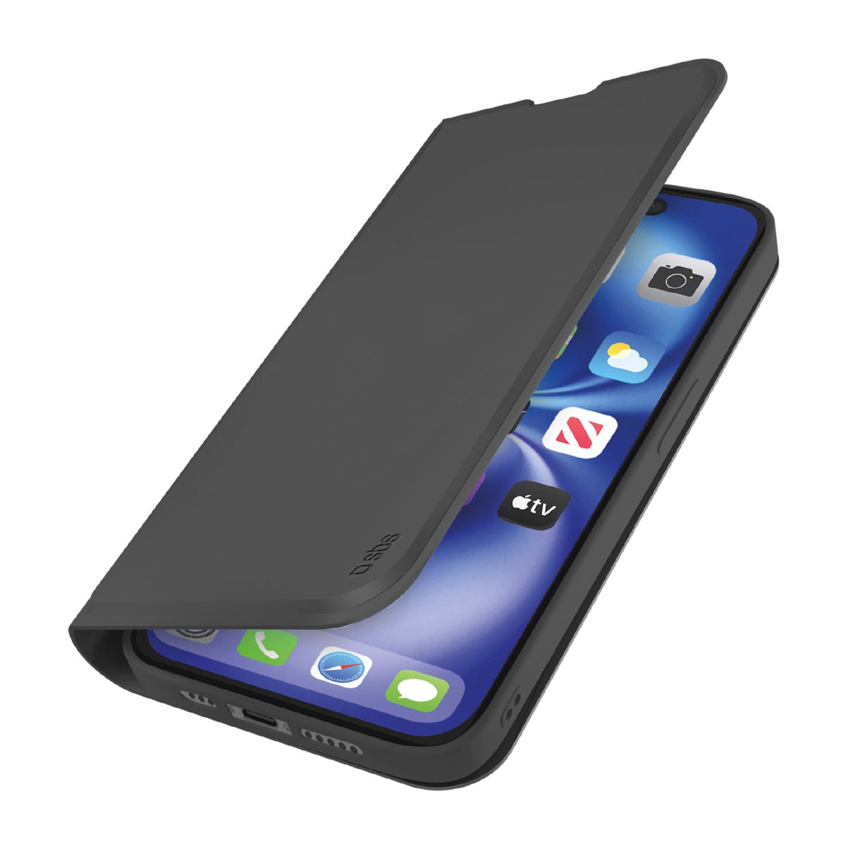 Husa SBS Wallet Smooth pentru iPhone 16e / 17e cu Flip - Negru
