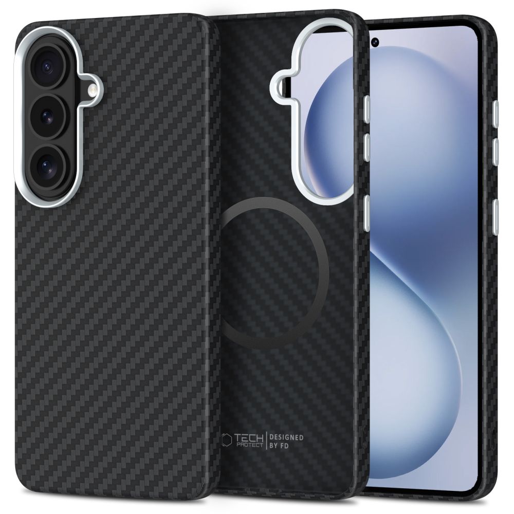 Husa Tech-protect Ion Carbon Magsafe pentru Samsung Galaxy S26 - Negru And Argintiu