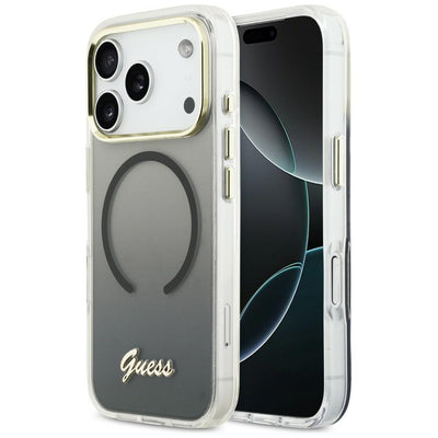 Husa Guess IML Gradient Script Metal Magsafe pentru iPhone 17 Pro - Negru