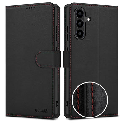 Husa Tech-protect Wallet pentru Samsung Galaxy A57 5G - Negru And Rosu