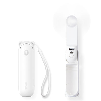 Acumulator extern Jisulife Handheld Fan Life8 Mini Portable USB Fan cu 2000mAh And Flashlight - Alb