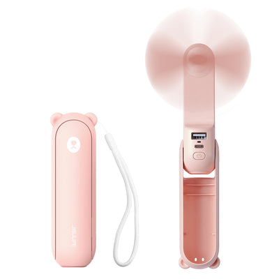 Acumulator extern Jisulife Handheld Fan Life8 Portable USB Fan cu Function 2000mAh And Flashlight - Roz