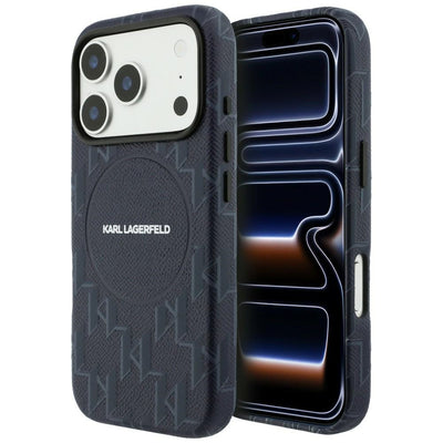 Husa Karl Lagerfeld Monogram Logo Magsafe pentru iPhone 17 Pro - Albastru