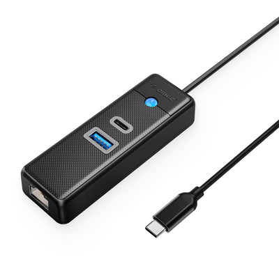 Cablu Orico 3-port USB Hub 1x Usb-a 3.0 1x Usb-c 3.0 1x Rj45 Gigabit Ethernet 0.5 M - Negru