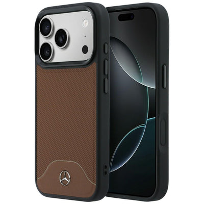 Husa Mercedes Leather Wood Effect And Curve Magsafe Na iPhone 17 Pro - Brązowe