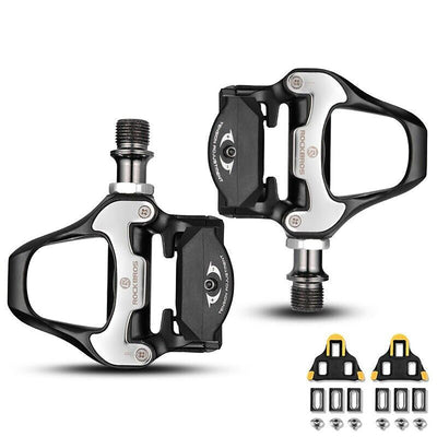 Husa Rockbros Shimano Spd-sl Road Pedals cu Galben Cleats - Negru si Argintiu