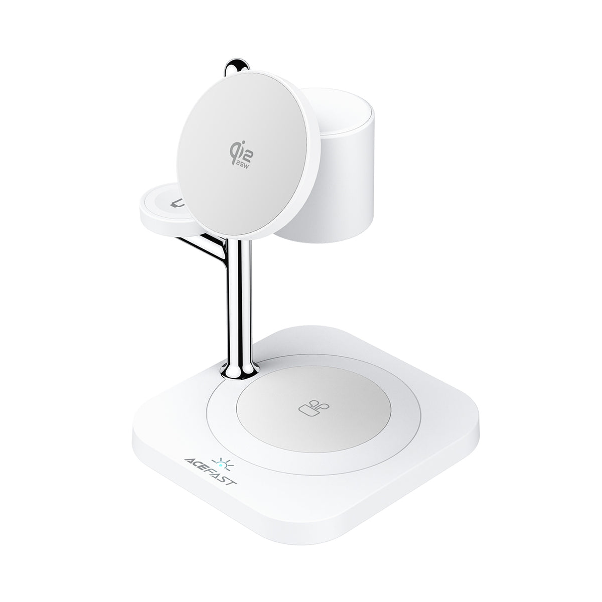 Incarcator Acefast E39 Qi2.2 25W 4-in-1 Wireless Desk pentru Phone, Watch, And Casti cu Night Light - Alb