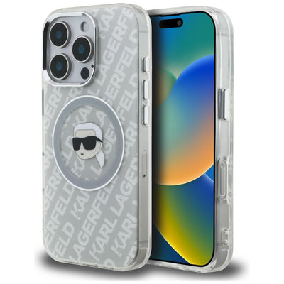 Husa Karl Lagerfeld IML Karl Head Logo Magsafe pentru iPhone 16 Pro Max - Gri
