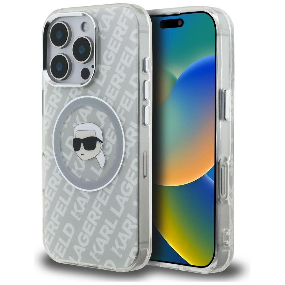 Husa Karl Lagerfeld IML Karl Head Logo Magsafe pentru iPhone 16 Pro - Gri