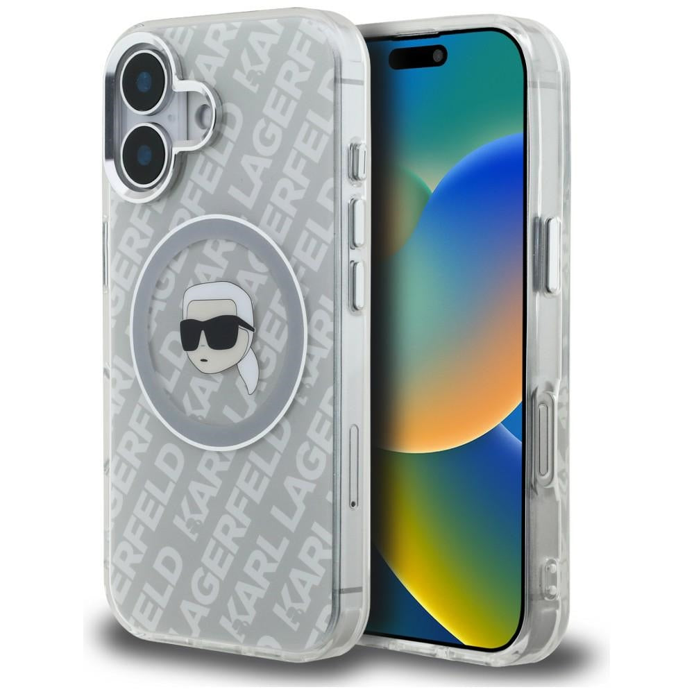Husa Karl Lagerfeld IML Karl Head Logo Magsafe pentru iPhone 16 - Gri
