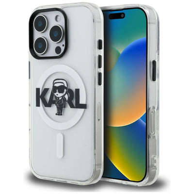 Husa Karl Lagerfeld IML Karl Sketch Logo Magsafe pentru iPhone 16 Pro - Transparent