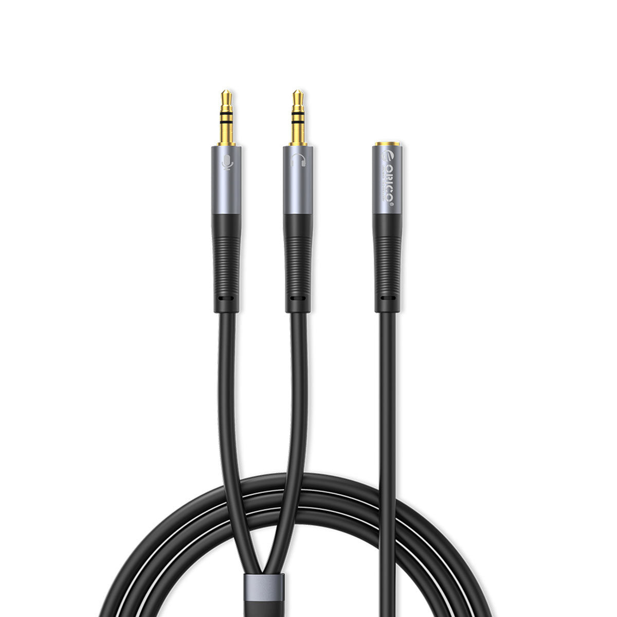 Adaptor Orico AX1 Audio Mini Jack 3.5 Mm Casti si Microphone Splitter 0.5 M - Negru