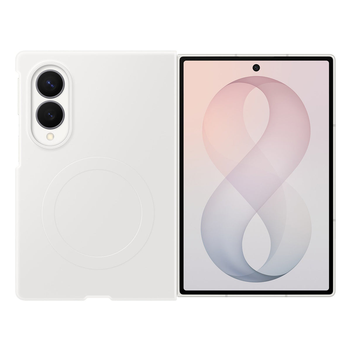 Husa Samsung Silicone Magnet pentru Samsung Galaxy Z Fold 8 Compatible cu Magsafe + 2 Anti-reflective Films - Alb