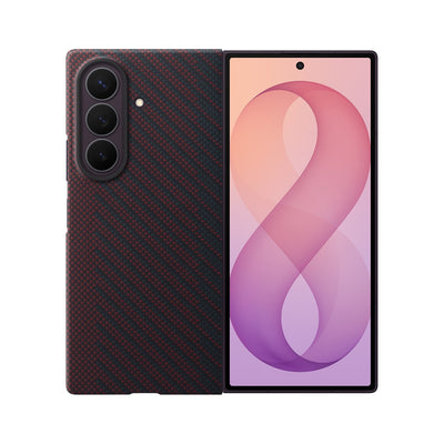 Husa Samsung Carbon Magnet pentru Samsung Galaxy Z Fold 8 Ultra Compatible cu Magsafe + 2 Anti-reflective Films - Rosu