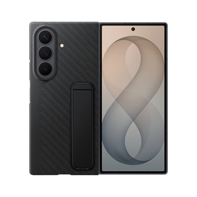 Husa Samsung Carbon Standing Ef-xf971sbe pentru Samsung Galaxy Z Fold 8 Ultra cu Stand + 2 Anti-reflective Films - Negru