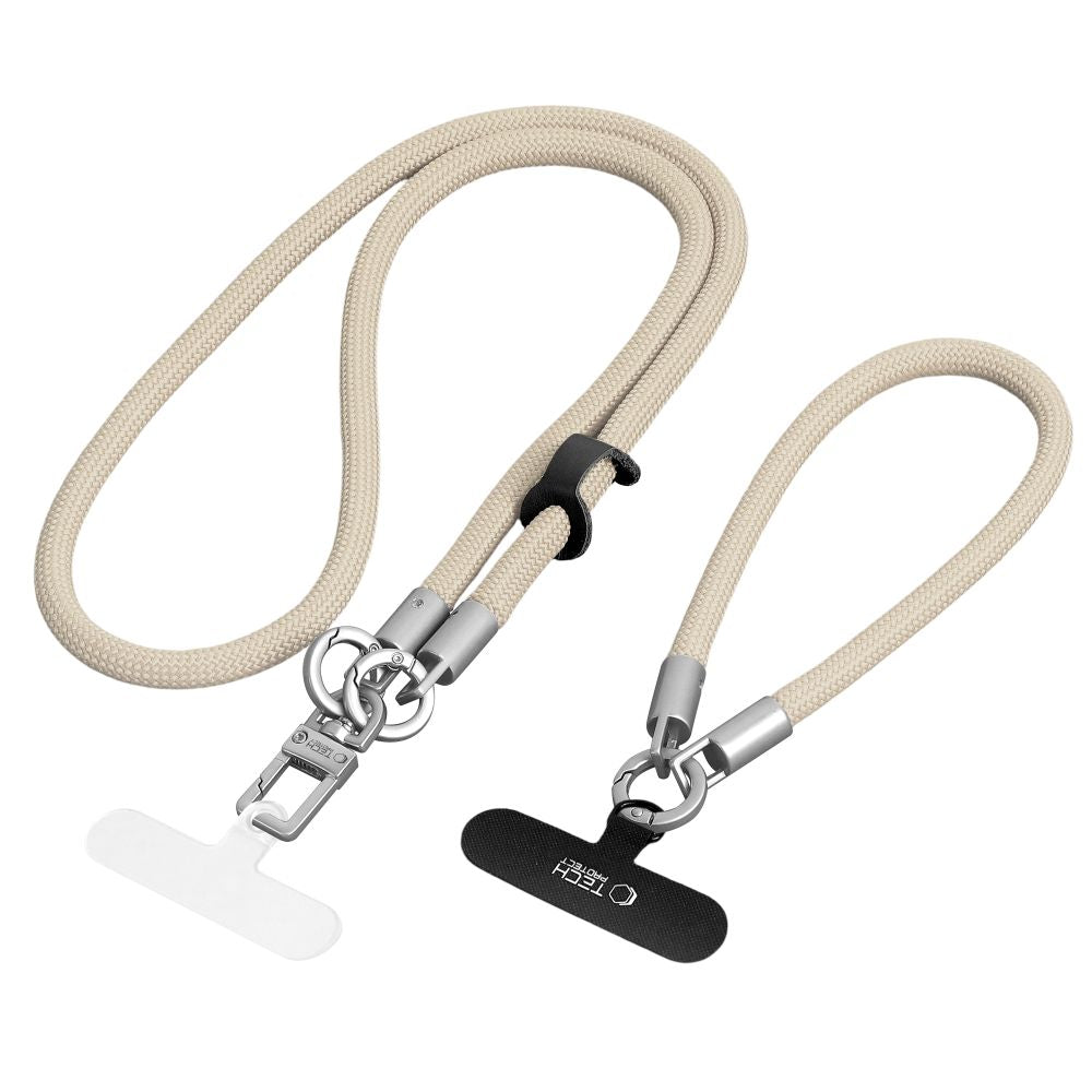 Curea Tech-protect C10s Crossbody Phone Lanyard (114 Cm) + Wrist (31 Cm) - Bej Titanium