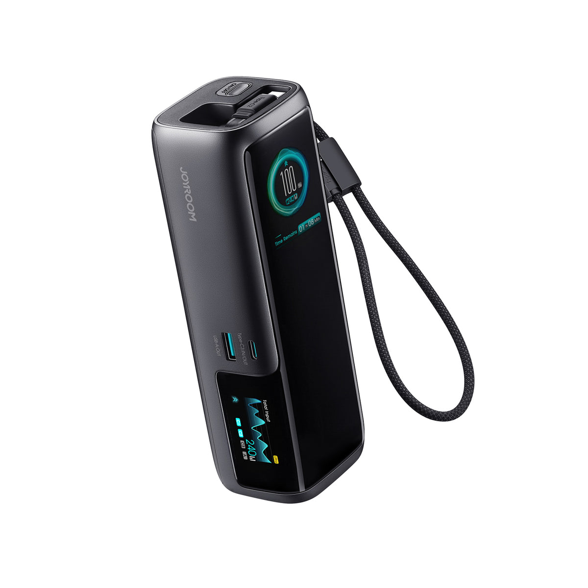 Cablu Joyroom Podix Pr70 25000mAh Acumulator extern Up To 240W cu Two Built-in Usb-c si Two TFT Screens - Gri