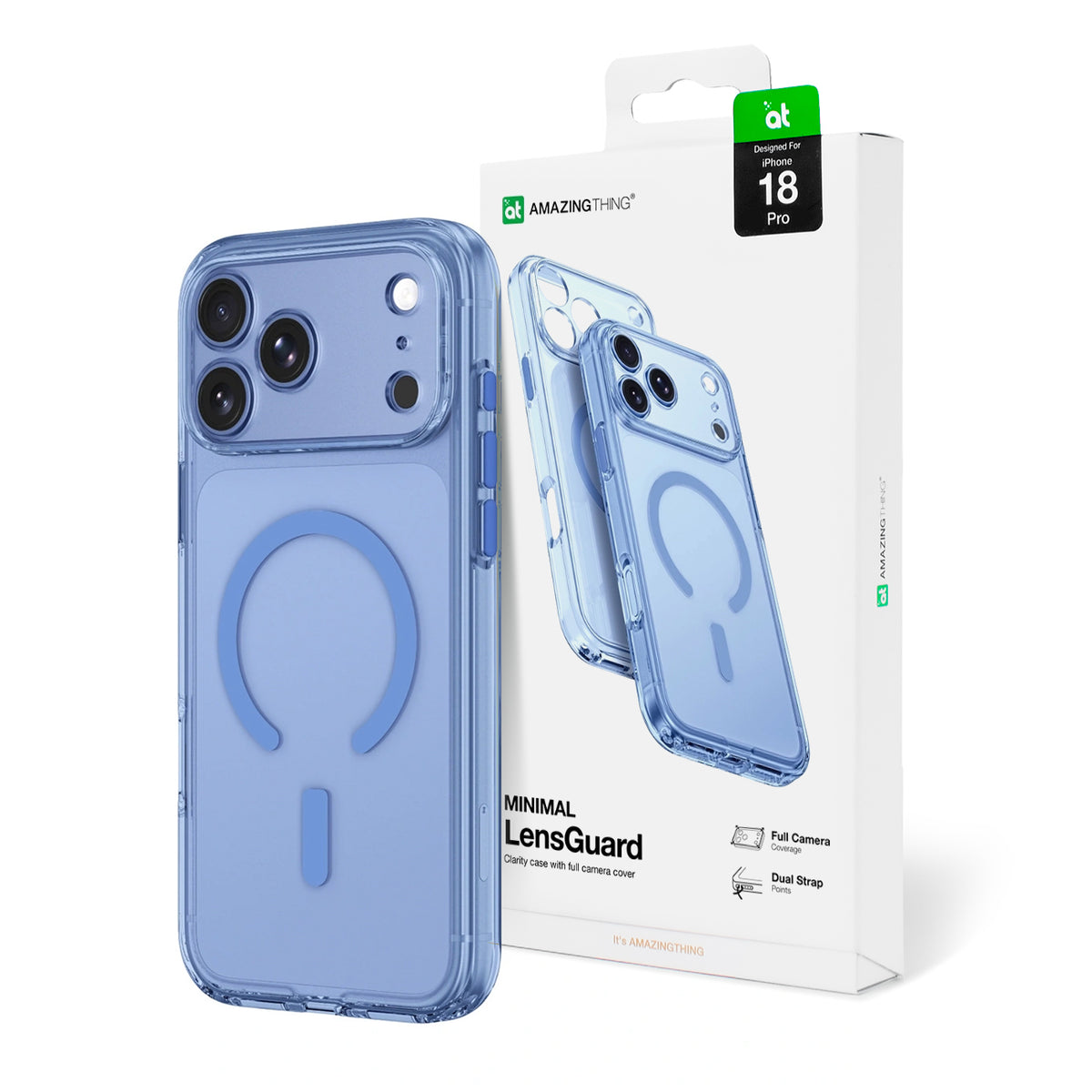 Husa Amazingthing Minimal Mag lentila pentru iPhone 18 Pro cu Camera si Lanyard Mount, Compatible cu Magsafe - Albastru