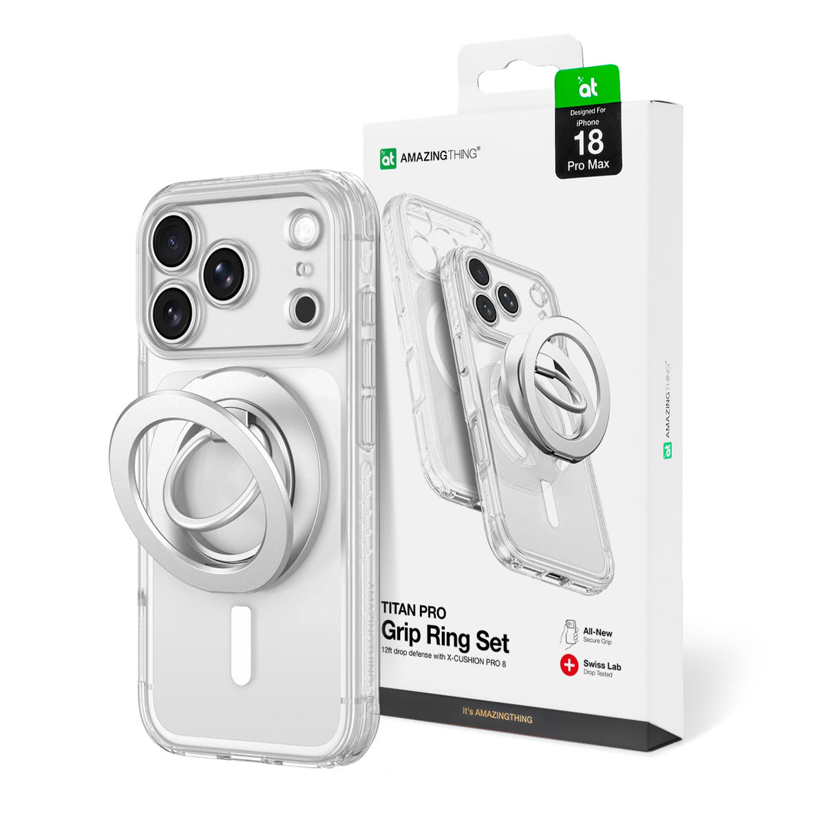 Husa Amazingthing Titan Pro lentila Ring Set pentru iPhone 18 Pro Max cu Camera si Magnetic Ring Compatible cu Magsafe -