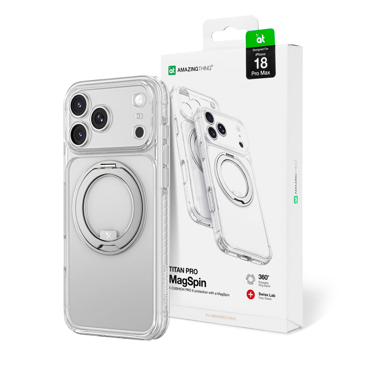 Husa Amazingthing Titan Pro Spin lentila pentru iPhone 18 Pro Max cu Rotating Ring si Lanyard Mount, Magsafe Compatible 