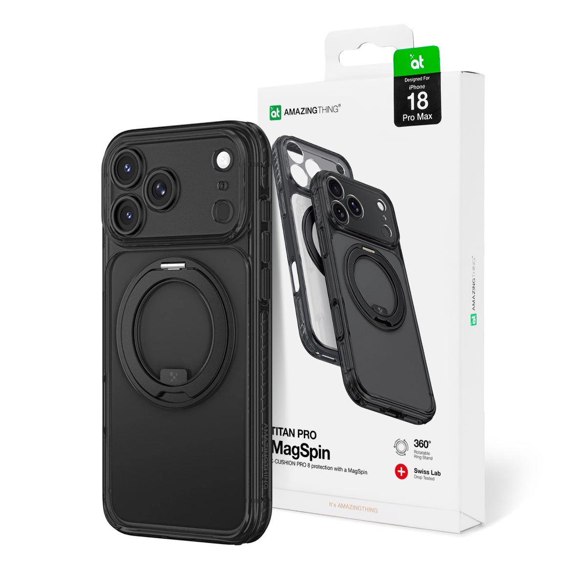 Husa Amazingthing Titan Pro Spin lentila pentru iPhone 18 Pro Max cu Rotating Ring si Lanyard Mount, Magsafe Compatible 