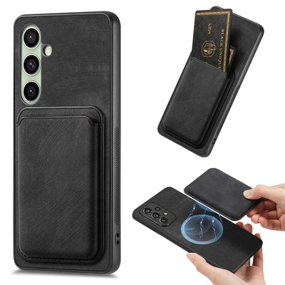 Husa Samsung Galaxy A56 5G Faux Leather cu Detachable Card Suport, Magsafe Compatible - Negru
