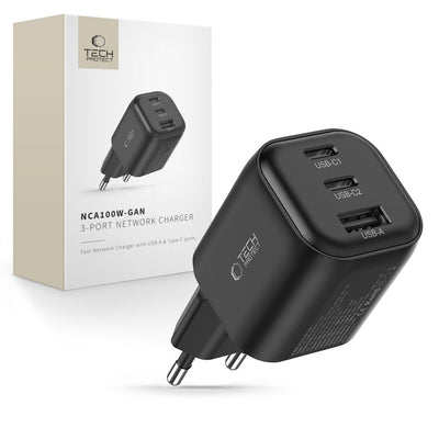 Incarcator priza Tech-protect Nca100w-gan PD 3.2 100W / Qc3.0 - Negru