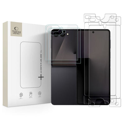 Folie Tech-protect Glass Fit+ 2-Pack sticla + Tech-protect Hydro Flex+ 2-Pack hydrogel pentru Samsung Galaxy Z Flip 7 / 