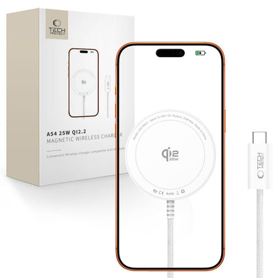 Incarcator wireless Tech-protect A54 Magsafe 25W Qi2.2 - Alb