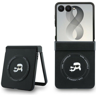 Husa Karl Lagerfeld Karl&Choupette Pins Magsafe pentru Samsung Galaxy Z Flip 8 - Negru