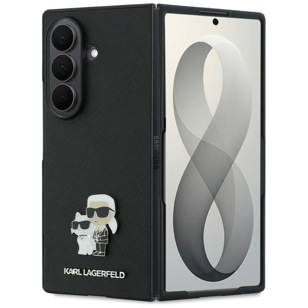 Husa Karl Lagerfeld Saffiano Karl&Choupette Pin pentru Samsung Galaxy Z Fold 8 Ultra - Negru