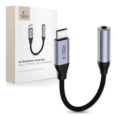 Adaptor Tech-protect Ultraboost Usb-c To Mini Jack 3.5mm DAC - Gri inchis