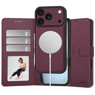 Husa Tech-protect portofel Magsafe pentru iPhone 17 Pro / 18 Pro - Burgundy