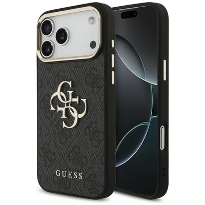 Husa Guess 4G Big 4G Classic Logo pentru iPhone 17 Pro Max / 18 Pro Max - Negru si Auriu