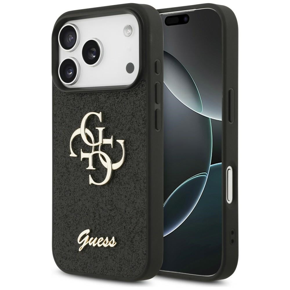 Husa Guess Fixed Glitter Big 4G pentru iPhone 17 Pro / 18 Pro - Negru