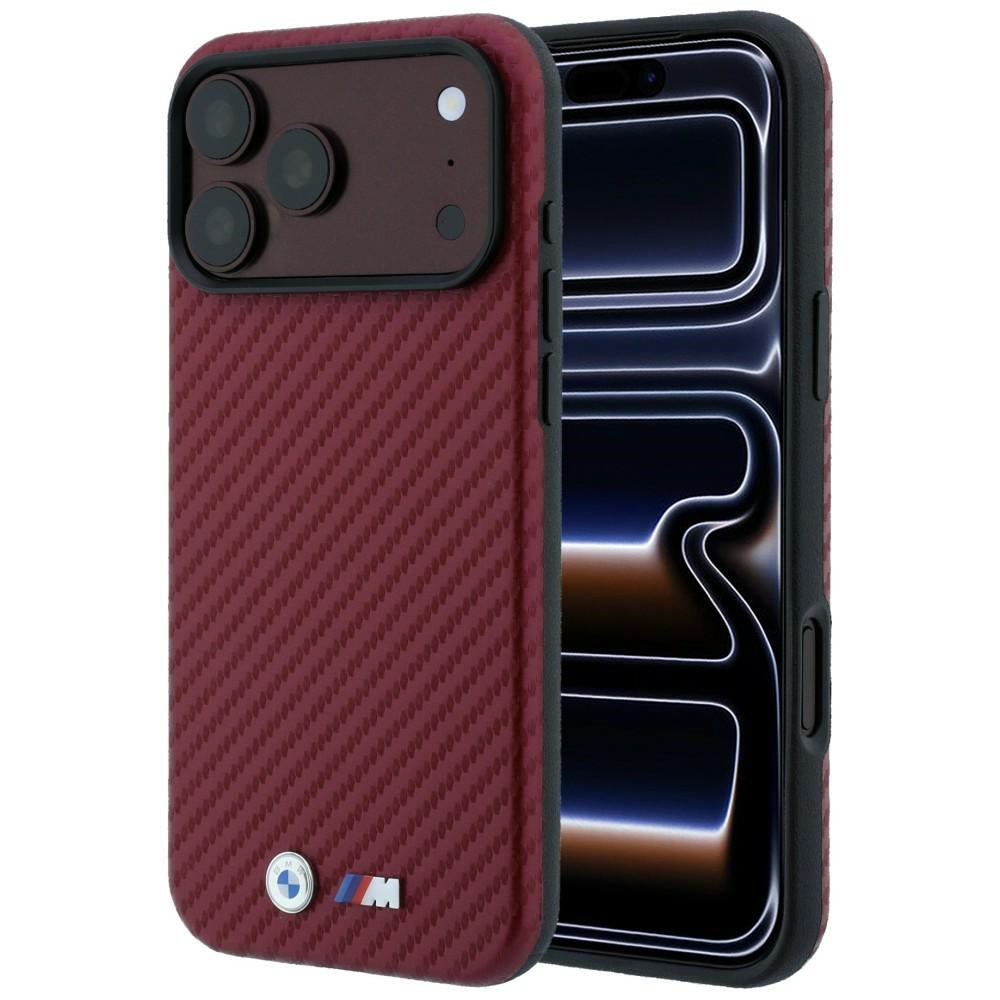 Husa BMW M Carbon Metal Logo Magsafe pentru iPhone 17 Pro Max / 18 Pro Max - Burgundy