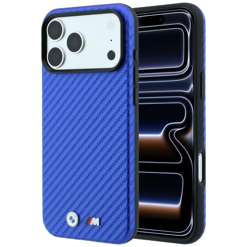 Husa BMW M Carbon Metal Logo Magsafe pentru iPhone 17 Pro Max / 18 Pro Max - Albastru