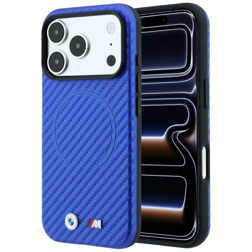 Husa BMW M Carbon Printed Ring Magsafe pentru iPhone 17 Pro / 18 Pro - Albastru