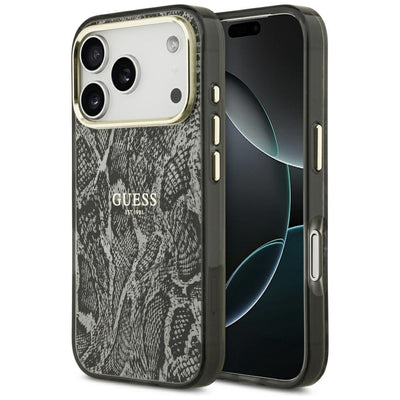 Husa Guess Python Pattern Magsafe pentru iPhone 17 Pro / 18 Pro - Negru