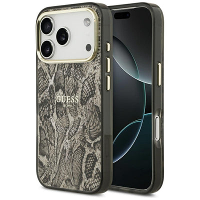 Husa Guess Python Pattern Magsafe pentru iPhone 17 Pro Max / 18 Pro Max - Maro