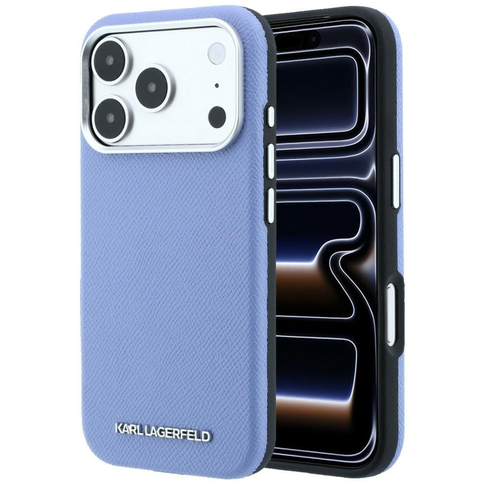 Husa Karl Lagerfeld Grained Elongated Logo Magsafe pentru iPhone 17 Pro Max / 18 Pro Max - Albastru