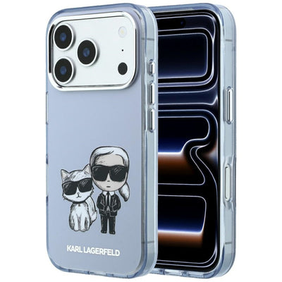 Husa Karl Lagerfeld IML Karl&Choupette Bodies Sketch Print Magsafe pentru iPhone 17 Pro / 18 Pro - Albastru deschis