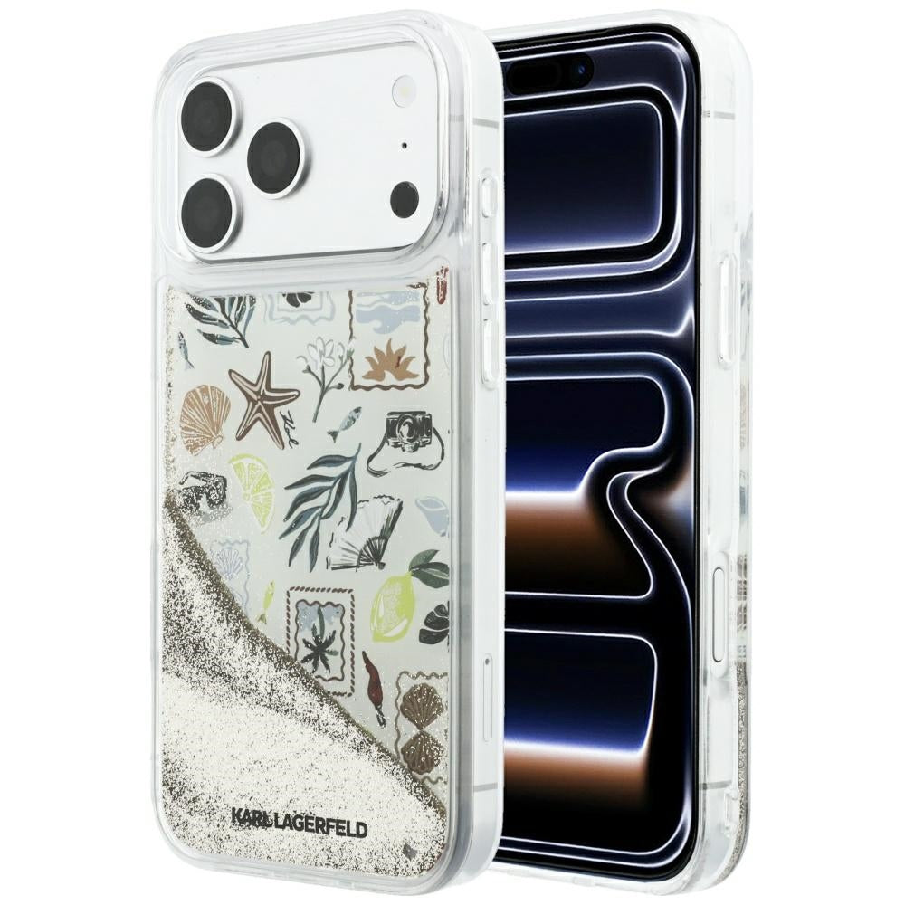 Husa Karl Lagerfeld Liquid Glitter Beach & Sand pentru iPhone 17 Pro Max / 18 Pro Max - Bej