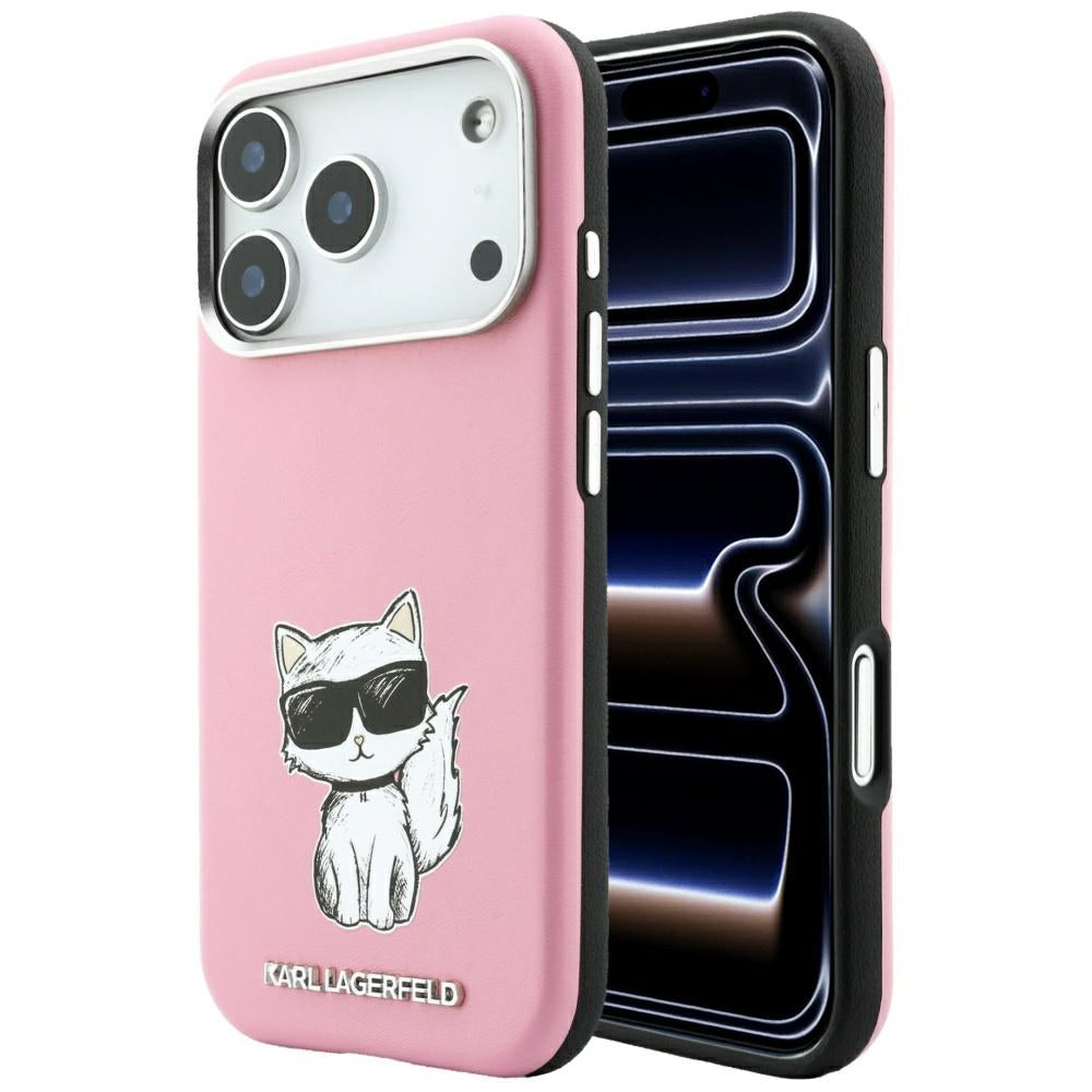 Husa Karl Lagerfeld Smooth Choupette Sketch Magsafe pentru iPhone 18 Pro / 17 Pro - Roz