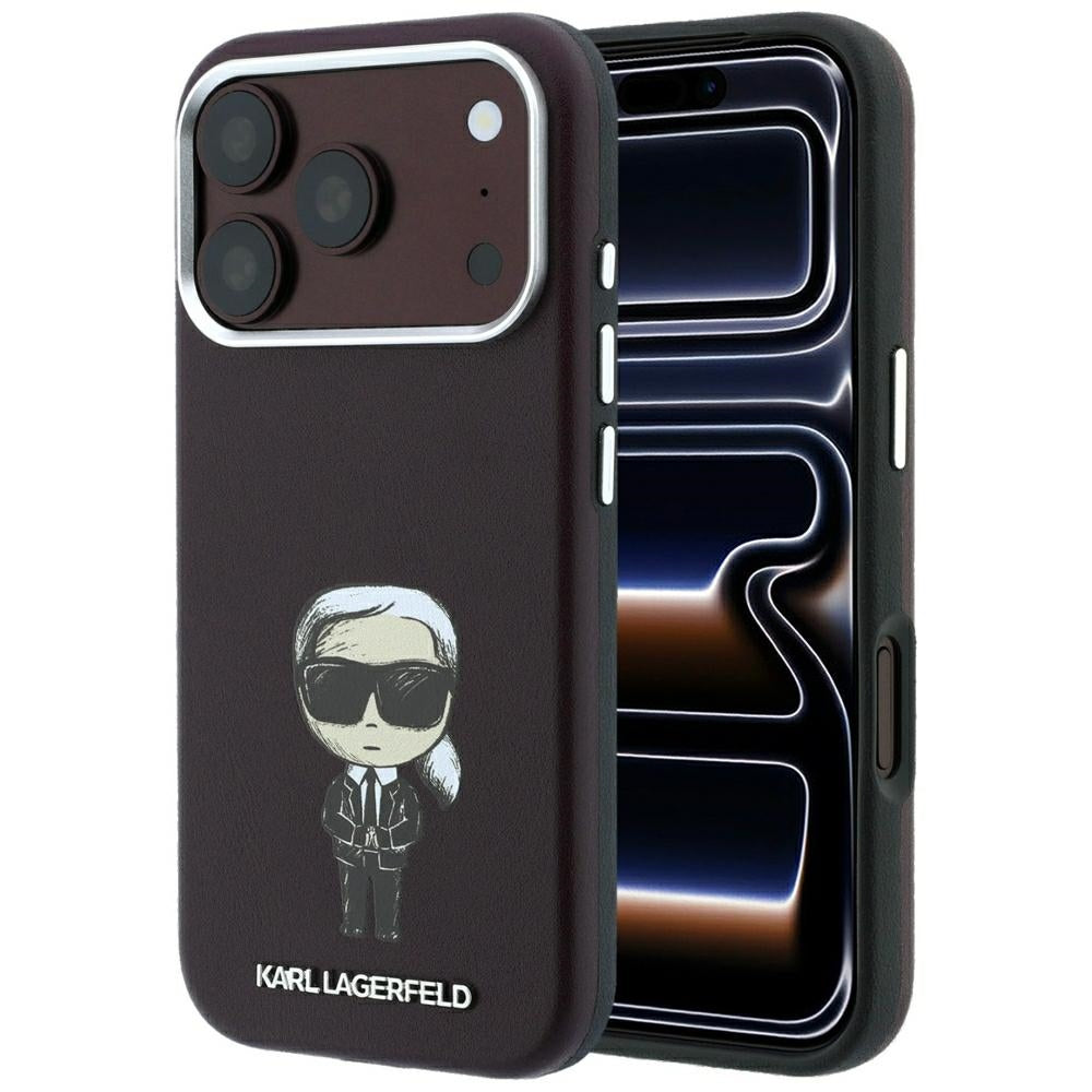 Husa Karl Lagerfeld Smooth Ikonik Sketch Magsafe pentru iPhone 18 Pro Max / 17 Pro Max - Burgundy