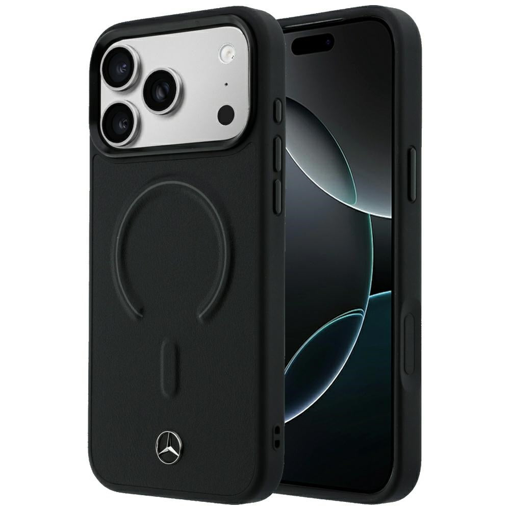 Husa Mercedes piele 3D Magsafe pentru iPhone 18 Pro Max / 17 Pro Max - Negru