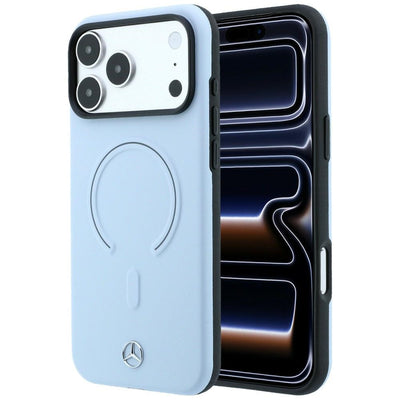 Husa Mercedes piele 3D Magsafe pentru iPhone 18 Pro Max / 17 Pro Max - Albastru