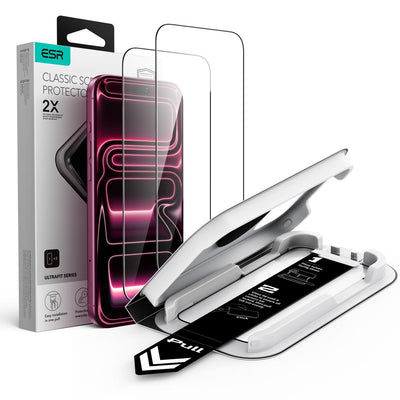 Folie ESR Ultrafit Classic 2-Pack sticla pentru iPhone 18 Pro / 17 Pro - Negru