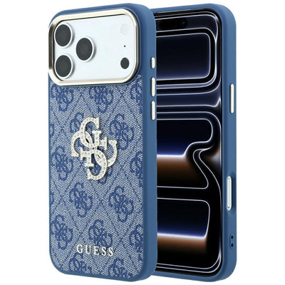 Husa Guess 4G & Big Strass Logo pentru iPhone 18 Pro / 17 Pro - Albastru