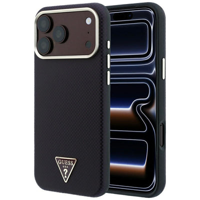 Husa Guess Kevlar Triangle Logo Magsafe pentru iPhone 17 Pro / 18 Pro - Burgundy